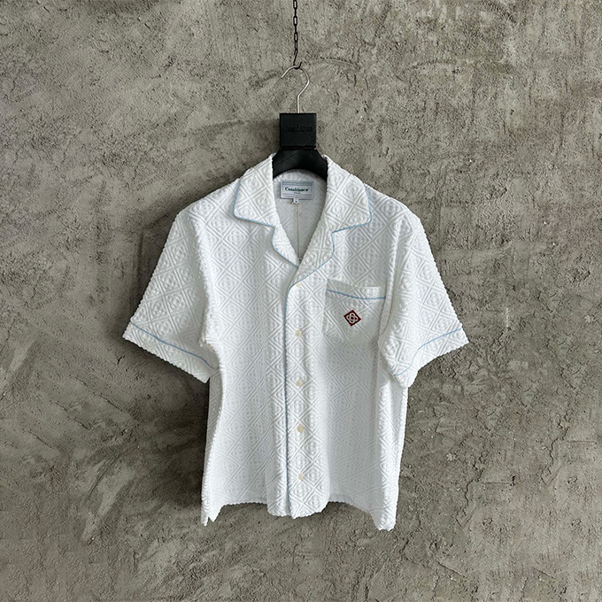 casablanca terry jacquard logo short-sleeve shirt